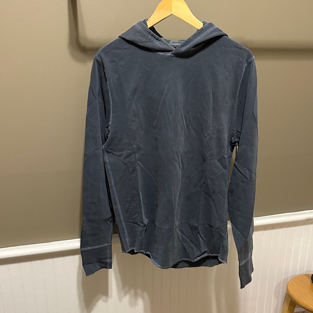 SKU Men's Slate Blue Hooded Long-Sleeve Shirt